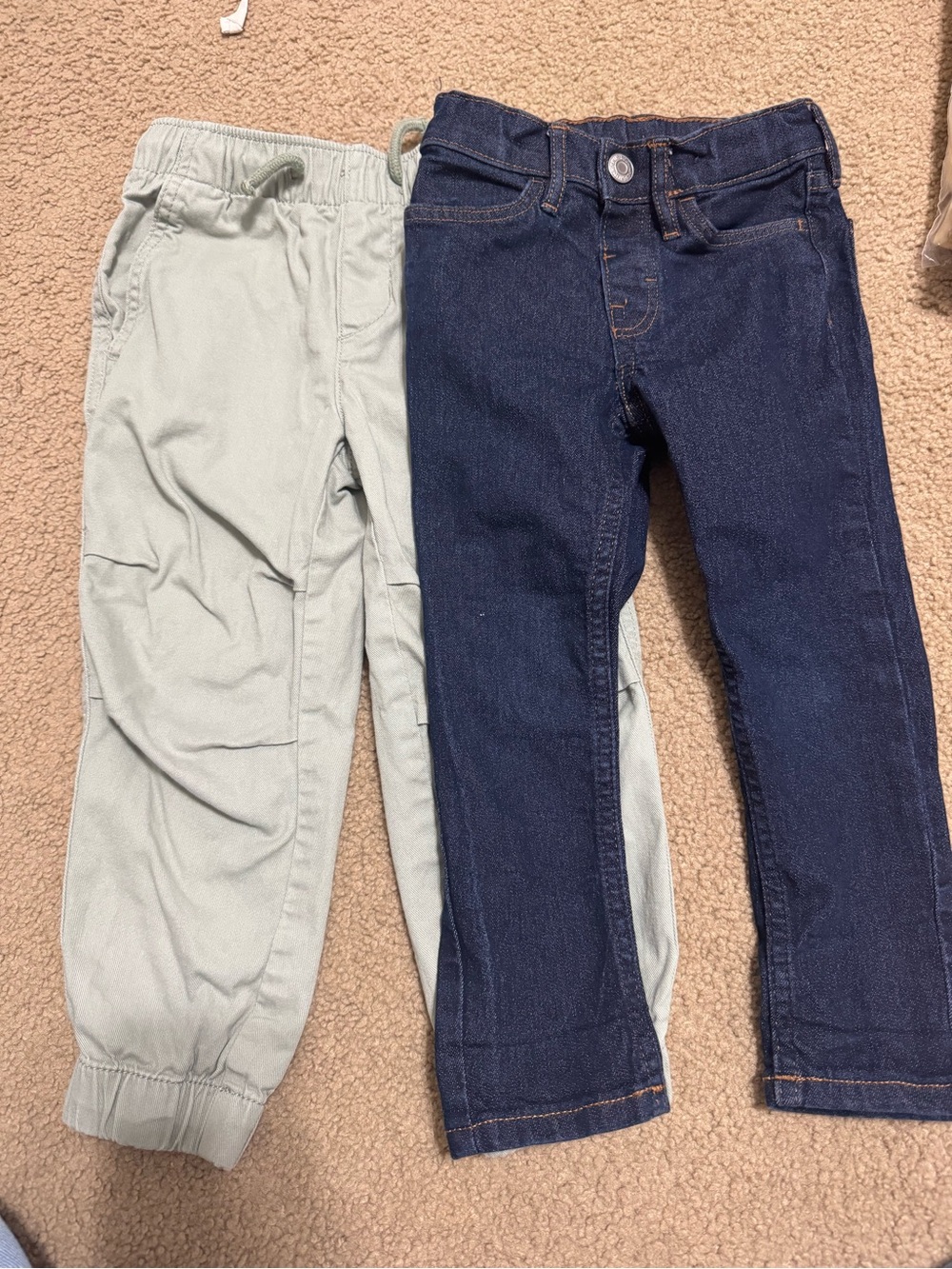 2 Pairs Like New H&M Boys 3T Joggers and Dark Blue Denim Jeans - Green and Blue
